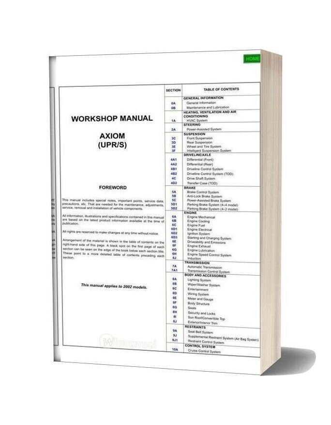 Isuzu Axiom 2002 Workshop Manual