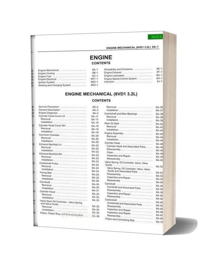 Isuzu Engine Mechanical 6vd1 3 2l Service Manual