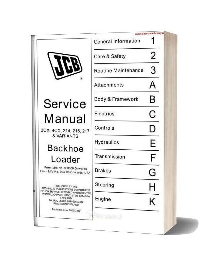 Jcb 3cx 4cx 214 215 217 Workshop Manual
