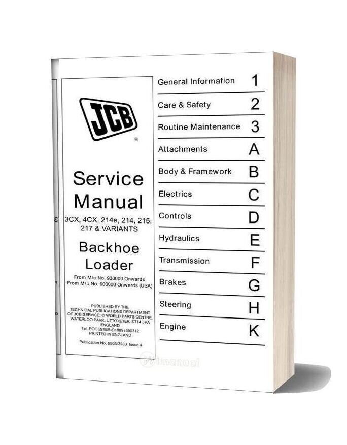 Jcb 3cx 4cx 214e 215 217 Service Repair Workshop Manual