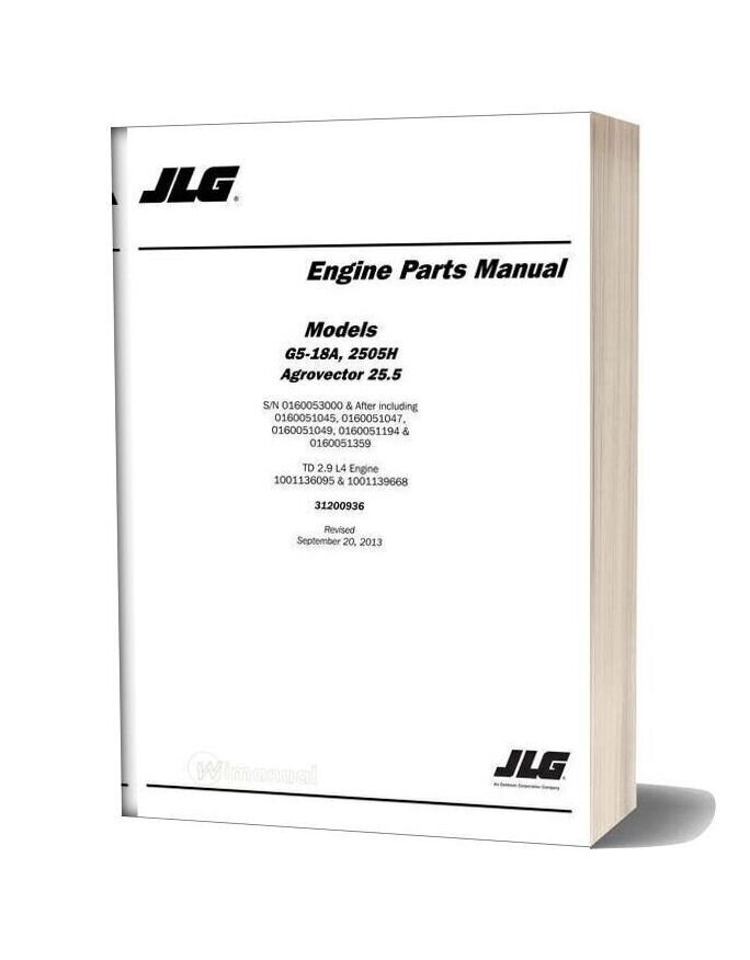 Jlg G5 18a 2505h Telehandler Engine Parts Manual
