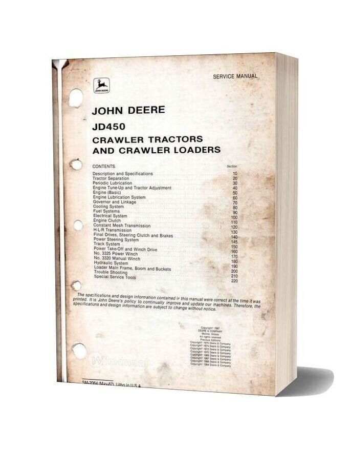 John Deere Crawler Loader Jd450 Service Manual