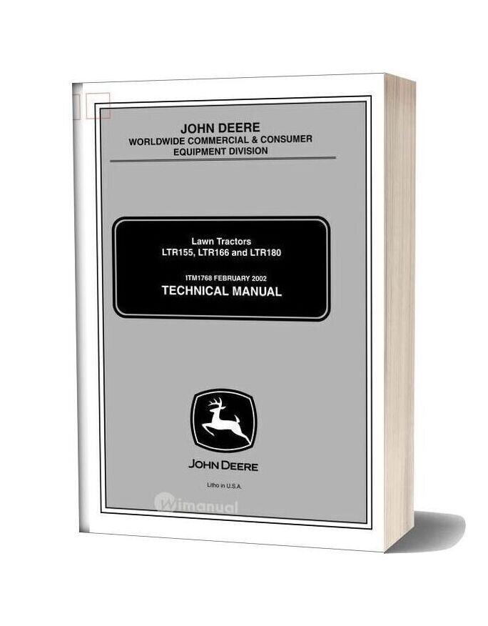 John Deere Ltr155 Ltr166 Ltr 180 Lawn Tractor Service Manual