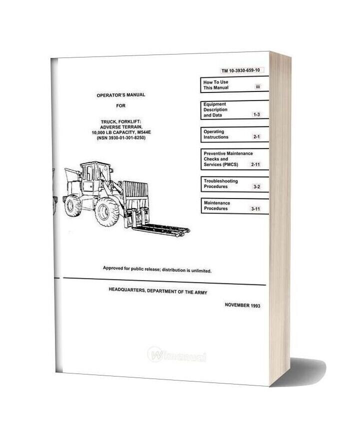 John Deere M544e Forklift Truck Operator Manual