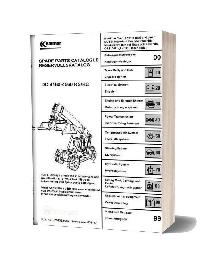 Kalmar Dc4160 4560 Rs Rc Spare Parts Catalogue