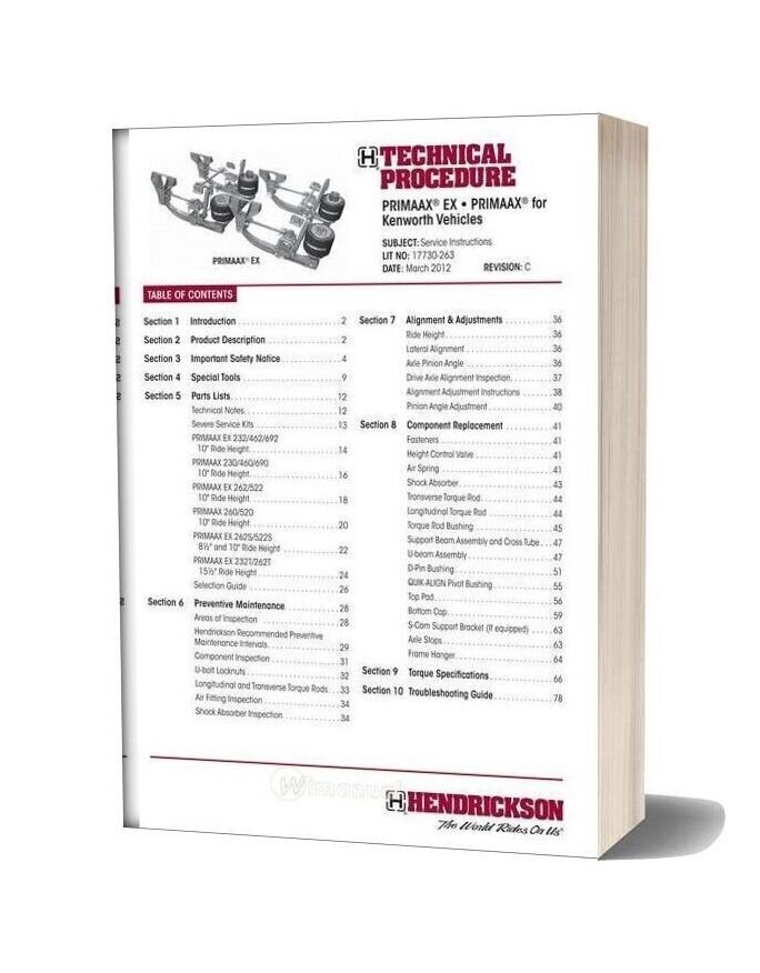 Kenworth Vehicles Technical Procedure (Tp 263c) Hendrickson Primaax
