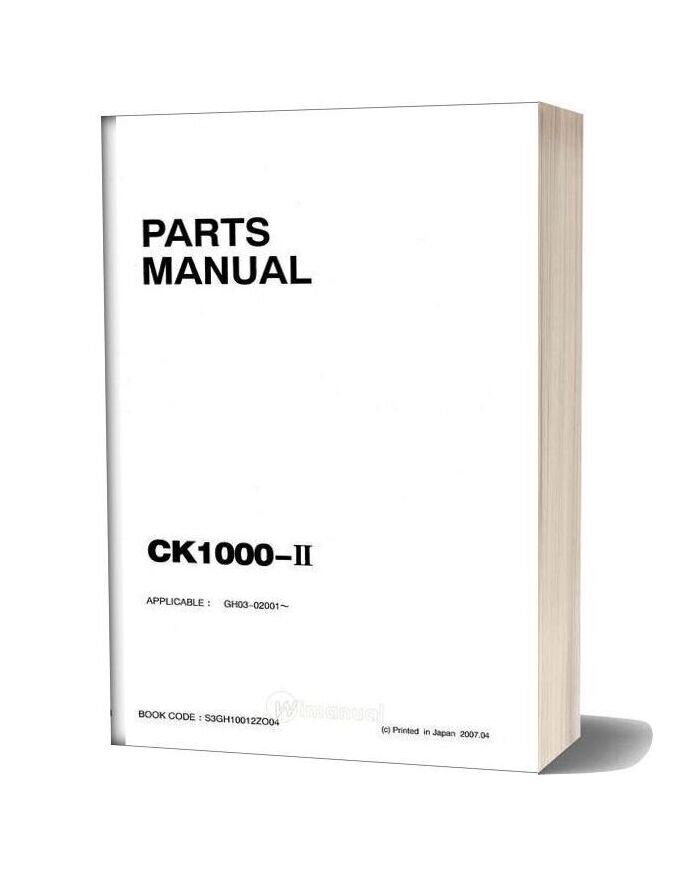Kobelco Crawler Crane Ck1000 2f Parts Manual (S3gh10012zo04)
