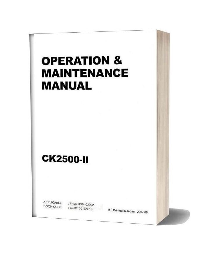 Kobelco Crawler Crane Ck2500 2f Operator & Maintenance Manual (S2jd10016ze10)