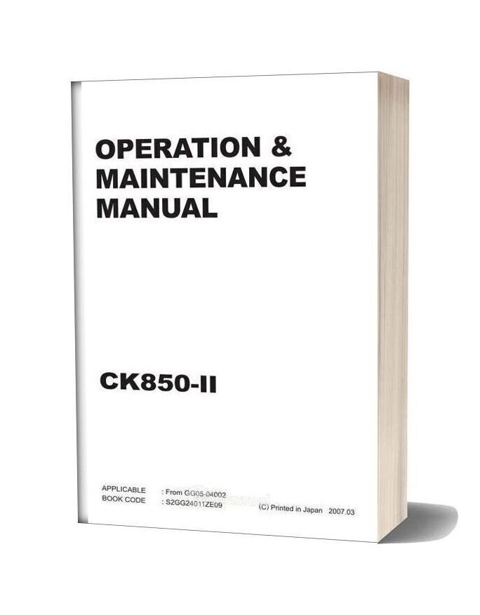 Kobelco Crawler Crane Ck850 2f Operator & Maintenance Manual (S2gg24001ze09)