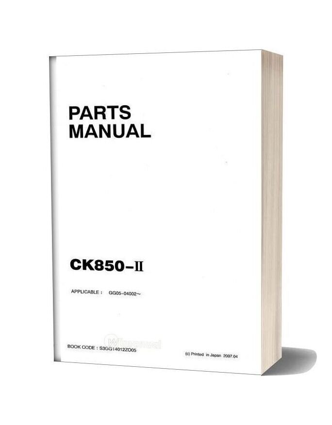 Kobelco Crawler Crane Ck850 2f Parts Manual (S3gg14012zo05)
