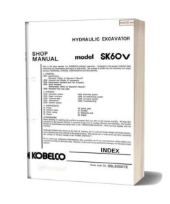 Kobelco Sk60v Hydraulic Excavator Book Code No S5le0007e