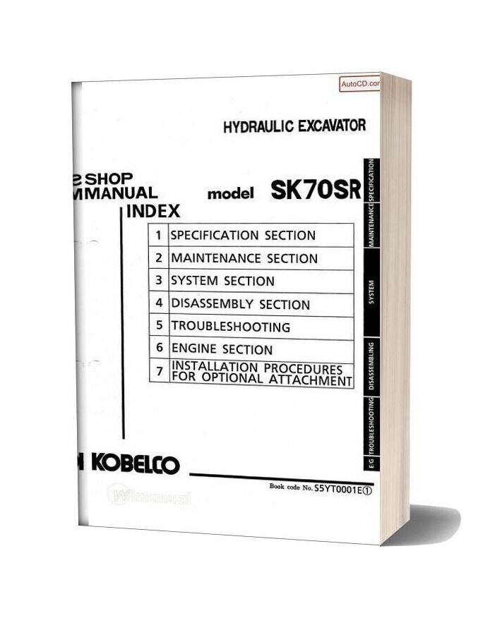 Kobelco Sk70sr Hydraulic Excavator Book Code No S5y10001e
