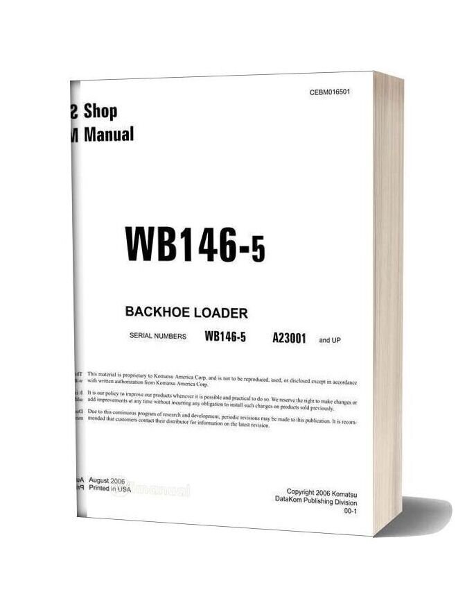 Komatsu Backhoe Loader Wb146 5 Shop Manual