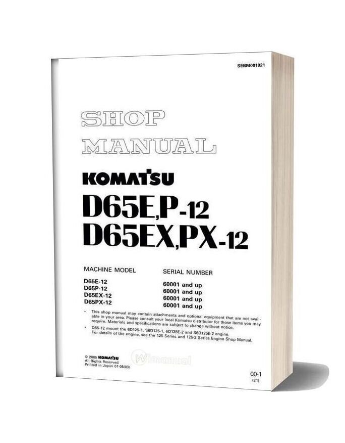 Komatsu Bulldozer D65 E P Ex Px 12 Shop Manual