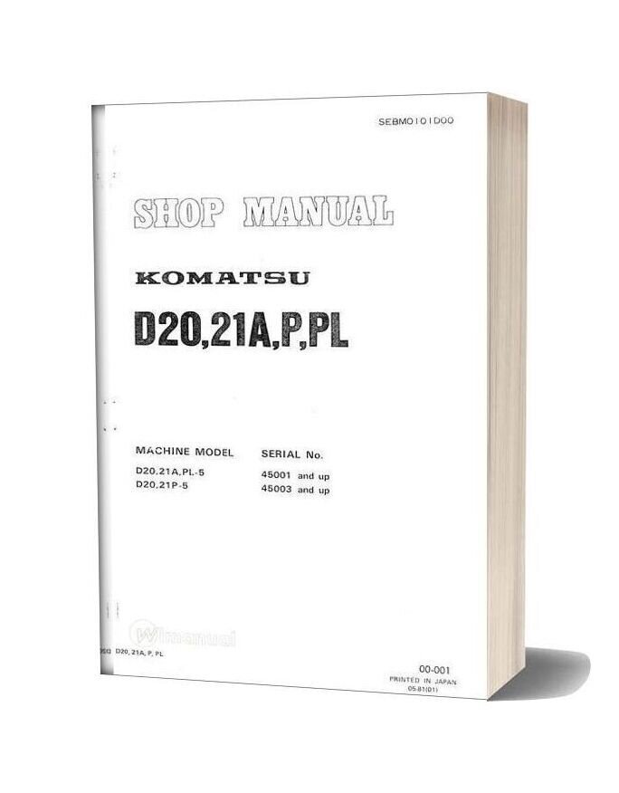 Komatsu Bulldozers D20a 5 Shop Manual