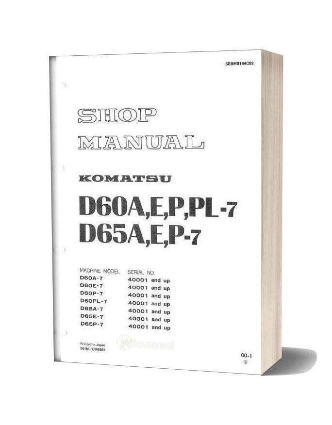 Komatsu Bulldozers D60pl 7 Shop Manual