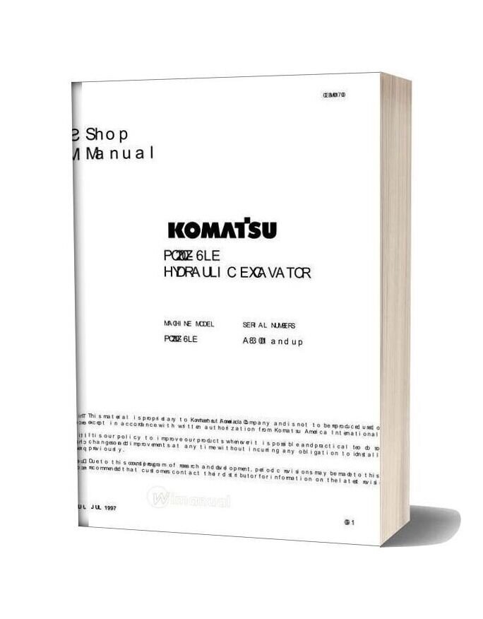Komatsu Crawler Excavator Pc200z 6le Shop Manual