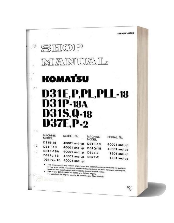 Komatsu Crawler Loader D31q 18 Shop Manual