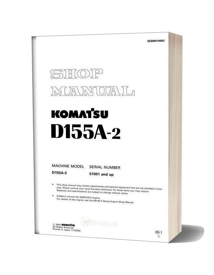 Komatsu D155a 2 Shop Manual