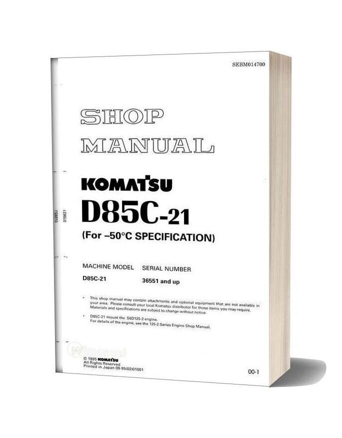 Komatsu D85c 21 50c Shop Manual Sebm014700