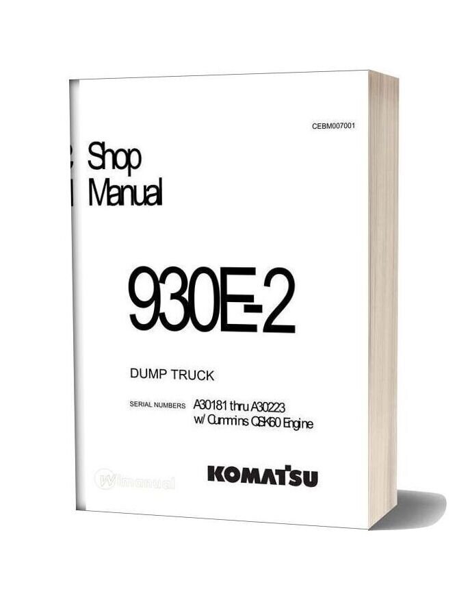 Komatsu Dump Truck 930e 2 Shop Manual Cebm007001