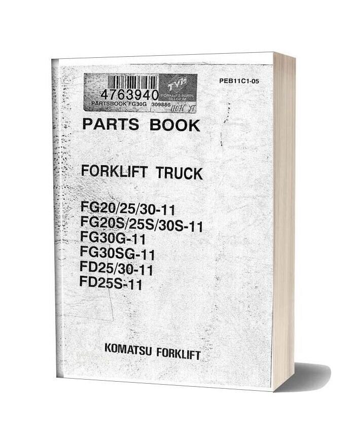 Komatsu Forklift Fg 20 25 30 11 Parts Book