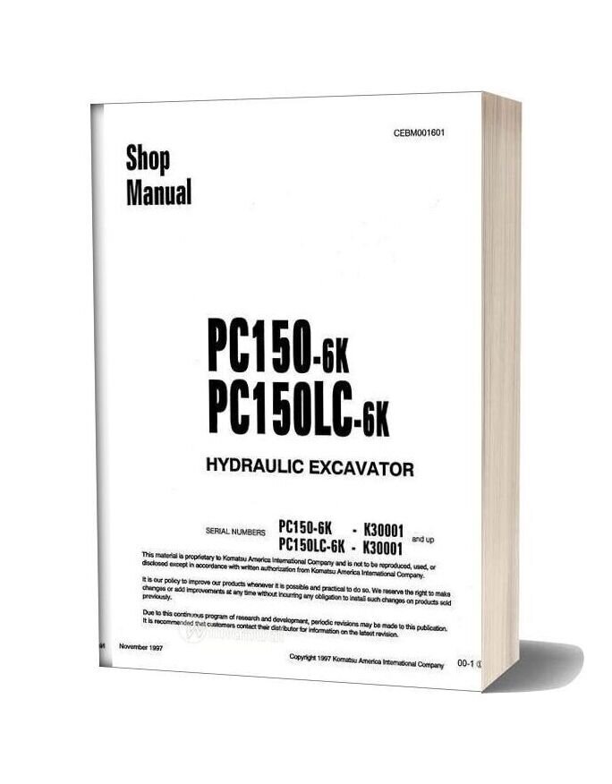Komatsu Hydraulic Excavator Pc150 6k Shop Manual-25k14413