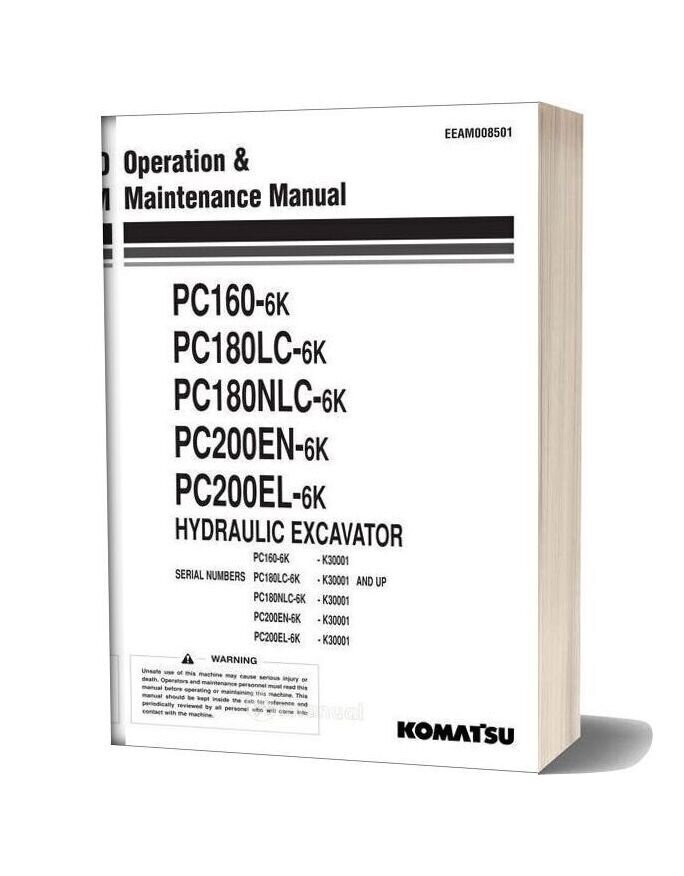 Komatsu Hydraulic Excavator Pc160 Pc180lc Pc180nlc Pc200en Pc200el Maintenance