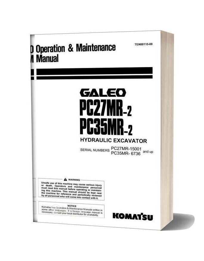 Komatsu Hydraulic Excavator Pc27mr 35mr 2 Operation Maintenance Manual