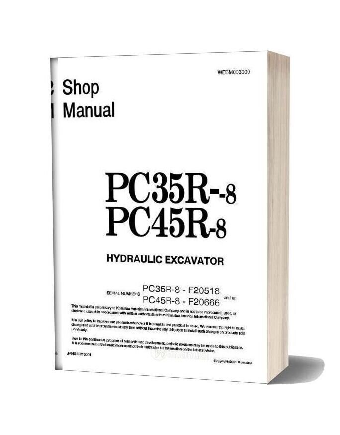 Komatsu Hydraulic Excavator Pc45r8 Shop Manual
