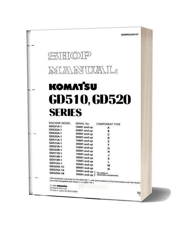 Komatsu Motor Grader Gd523r 1 Shop Manual