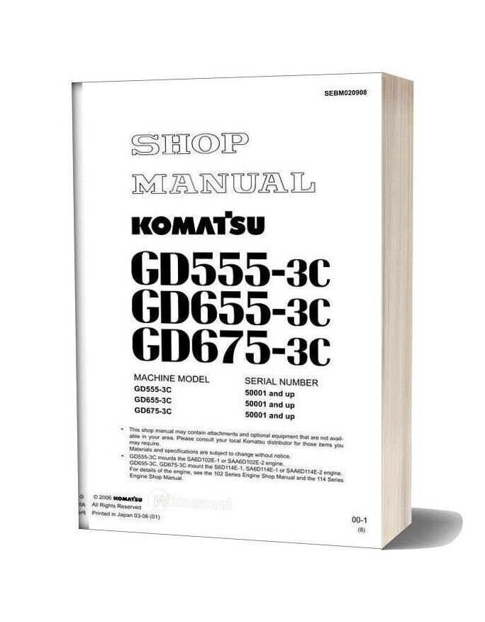 Komatsu Motor Grader Gd655 3c Shop Manual