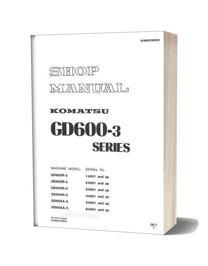 Komatsu Motor Grader Gd655a 3 Shop Manual