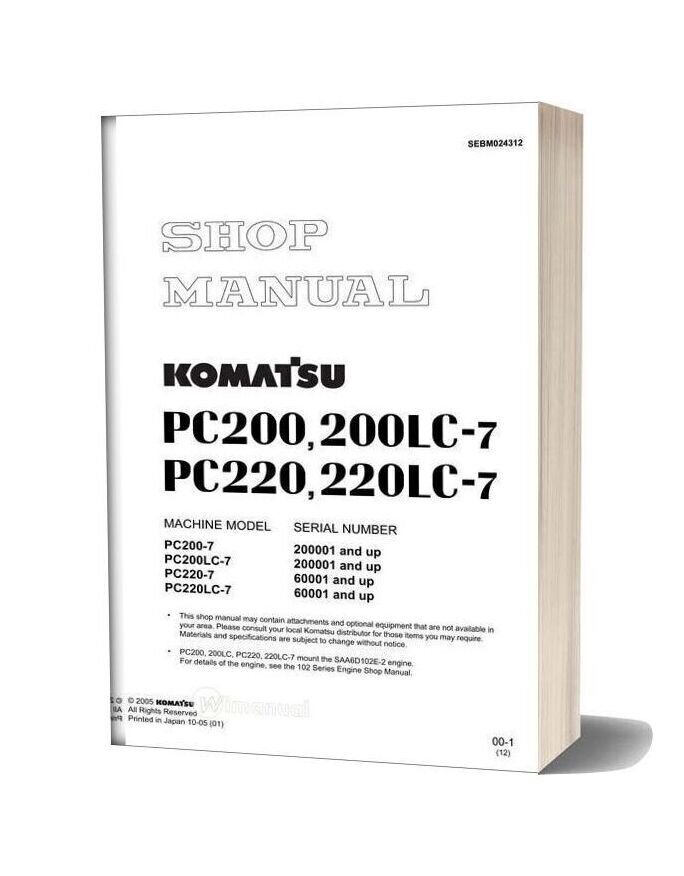 Komatsu Pc200 7 Shop Manual 1