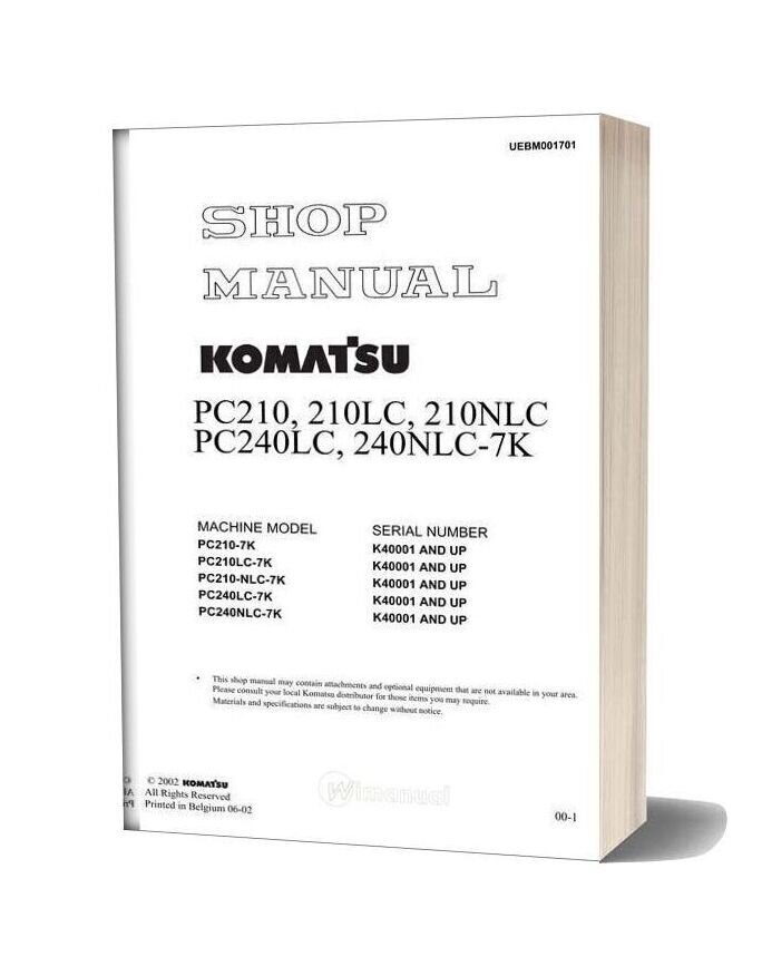 Komatsu Pc210 210lc 210nlc 240lc 240nlc 7k Shop Manual