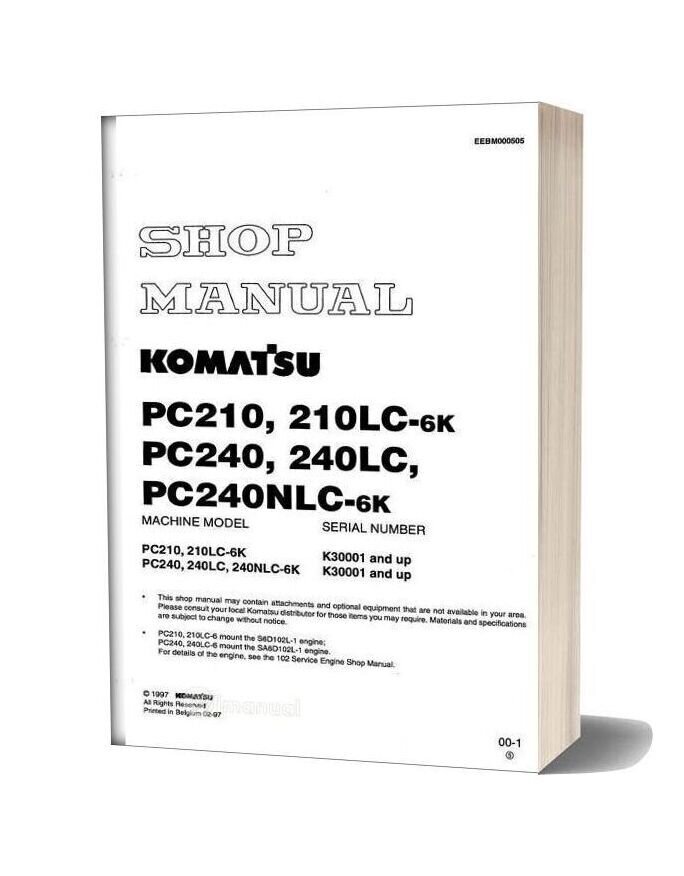 Komatsu Pc210 210lc Pc240 Pc240lc 240nlc 6k Shop Manual