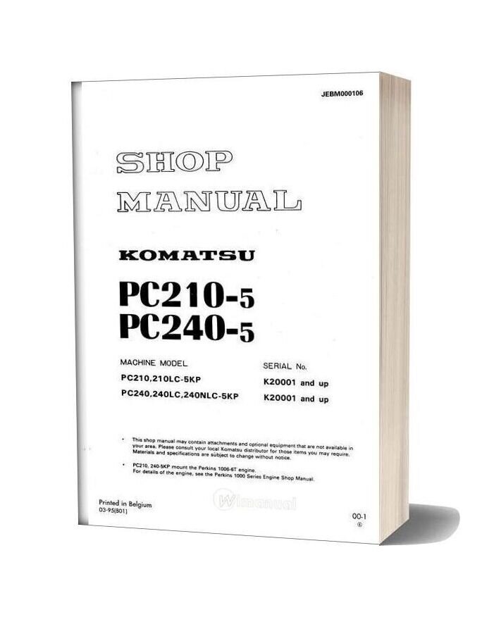 Komatsu Pc210 240 5 Shop Manual