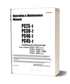 Komatsu Pc25 1 Pc30 7 Pc40 7 Pc45 1 Operation Maintenance Manual Seam006600