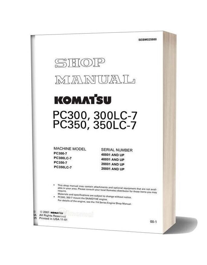 Komatsu Pc300 7 Shop Manual