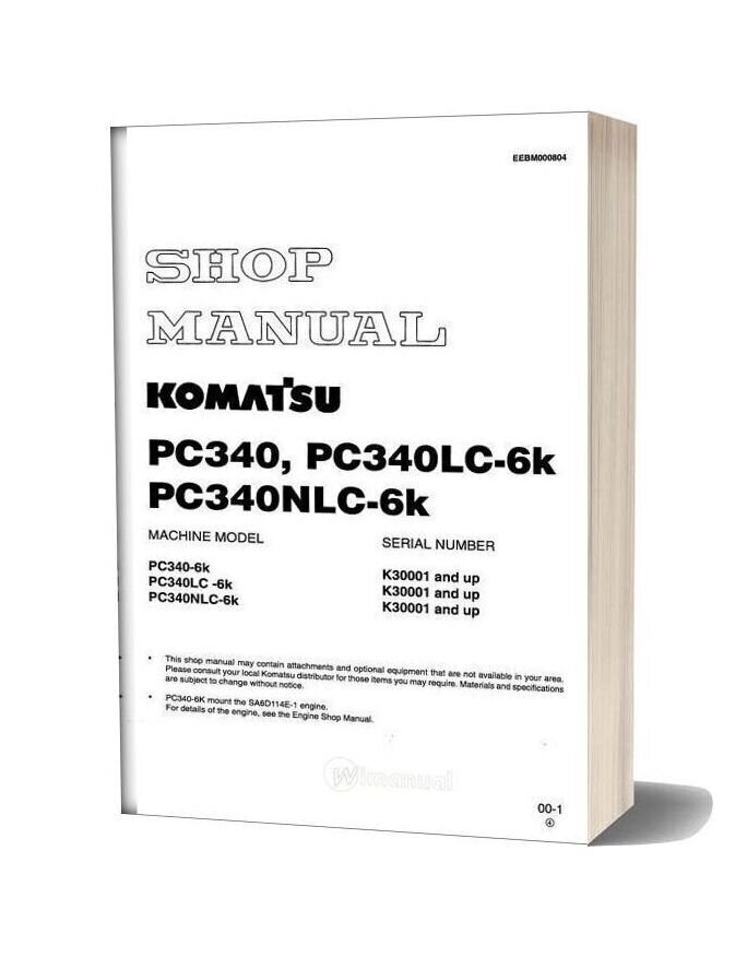 Komatsu Pc340 340lc 340nlc 6k Shop Manual