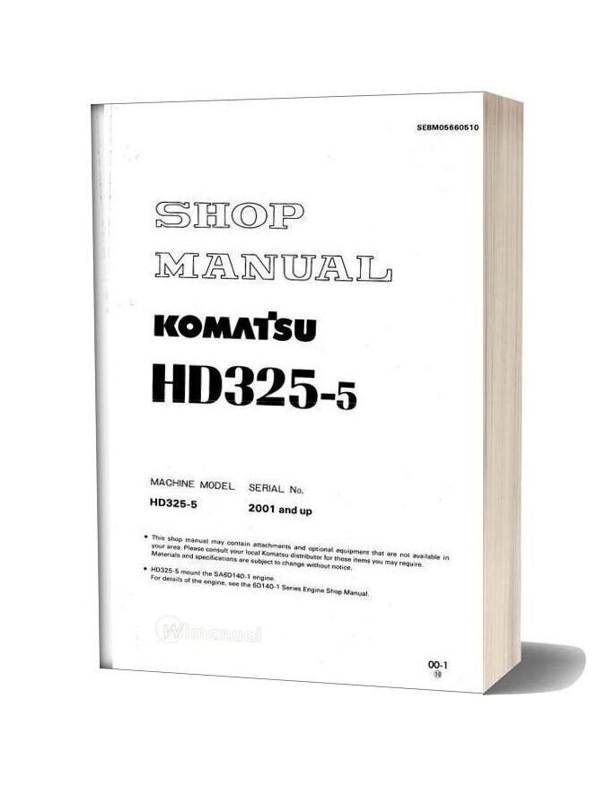 Komatsu Rigid Dump Trucks Hd325 5 Shop Manual