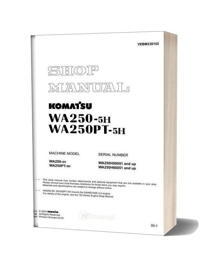 Komatsu Wa250 250pt 5h Shop Manual