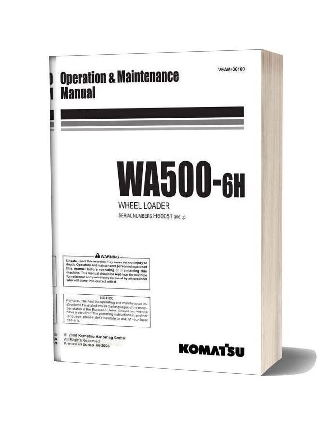 Komatsu Wa500 6h Operation Maintenance Manual