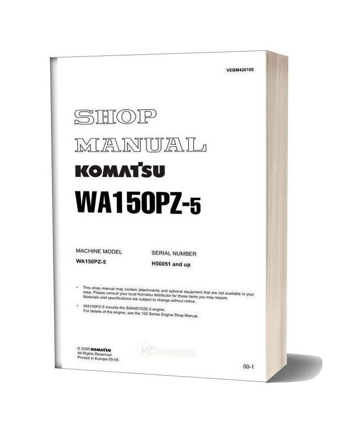 Komatsu Wheel Loaders Wa150pz 5 Shop Manual