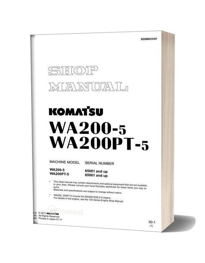 Komatsu Wheel Loaders Wa200ptl 5 Shop Manual
