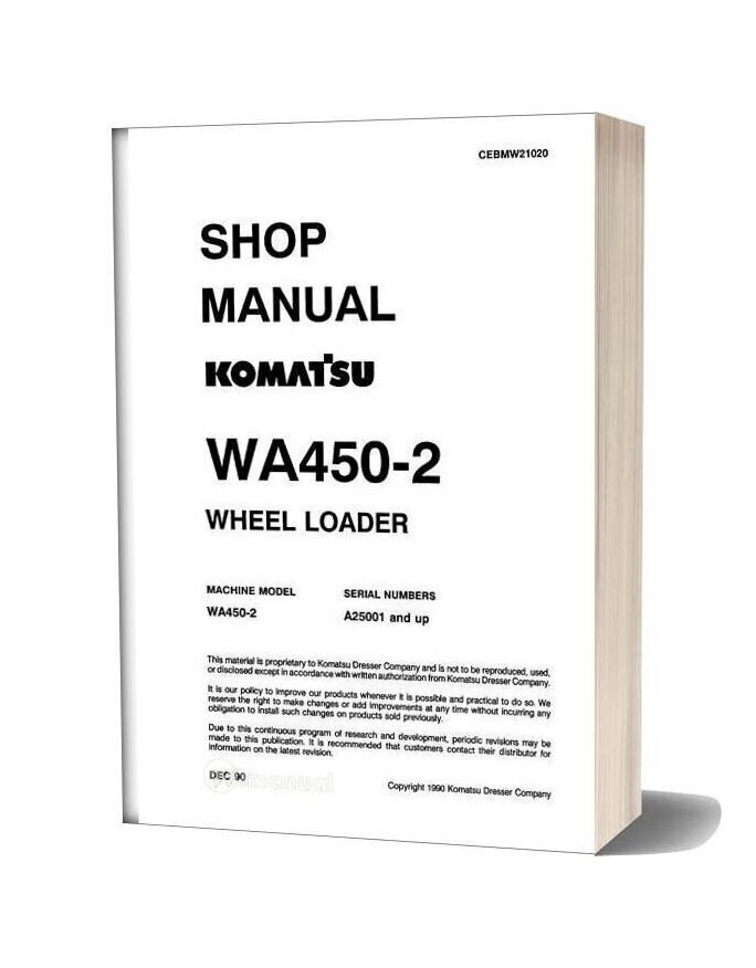 Komatsu Wheel Loaders Wa450 2 Shop Manual