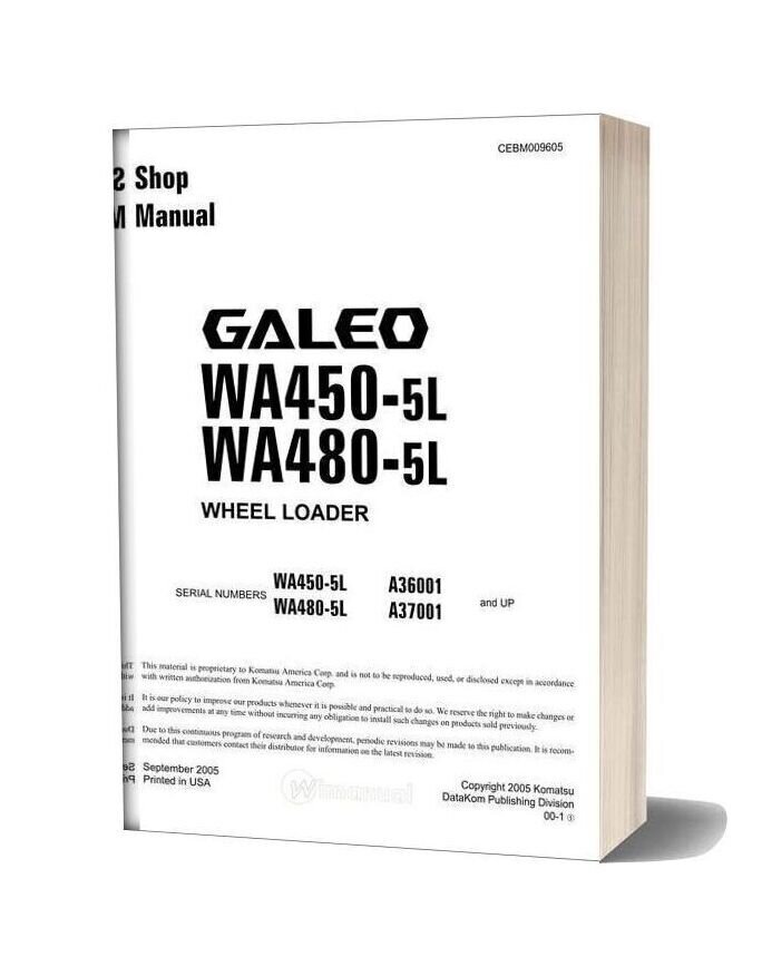 Komatsu Wheel Loaders Wa450 5 Shop Manual