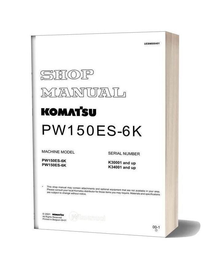 Komatsu Wheeled Excavators Pw150es 6 Shop Manual