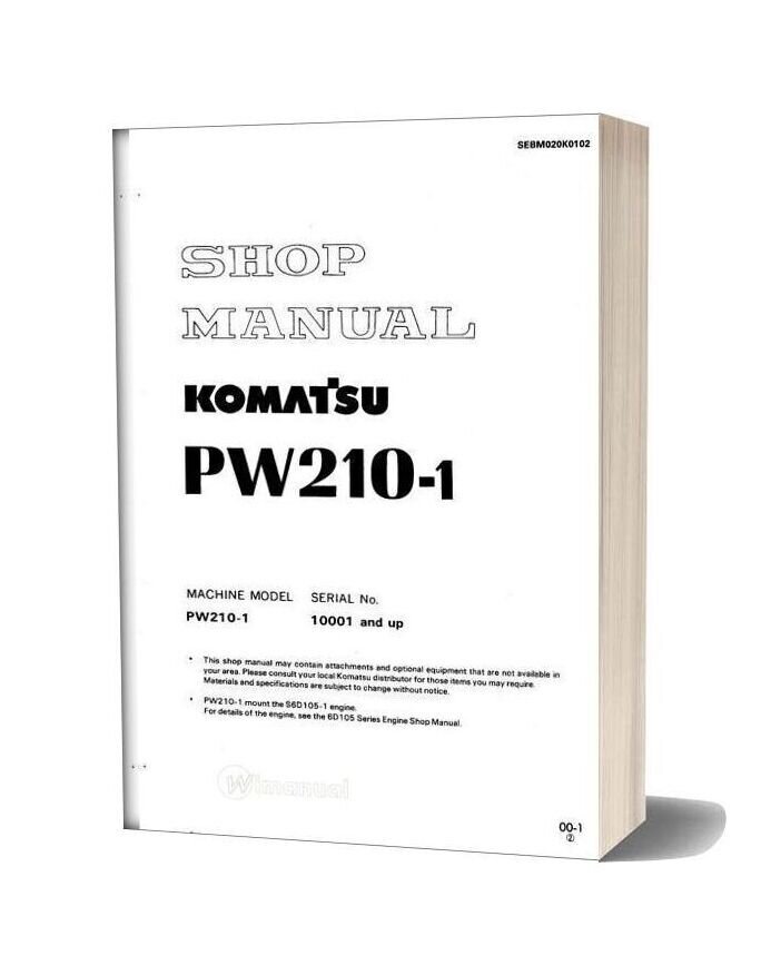 Komatsu Wheeled Excavators Pw210 1 Shop Manual