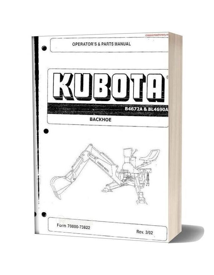 Kubota B4672a Bl4690a Operation And Parts